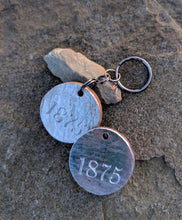 Load image into Gallery viewer, 1875 Medallion Keychain from the Iron Portageville, New York Trestle Bridge