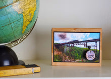 Load image into Gallery viewer, Keepsake Display Plaque with Mounted 1875 Medallion from the Iron Portageville, NY Trestle Bridge